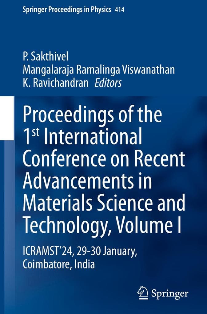 Proceedings of the 1st International Conference on Recent Advancements in Materials Science and Technology, Volume I
