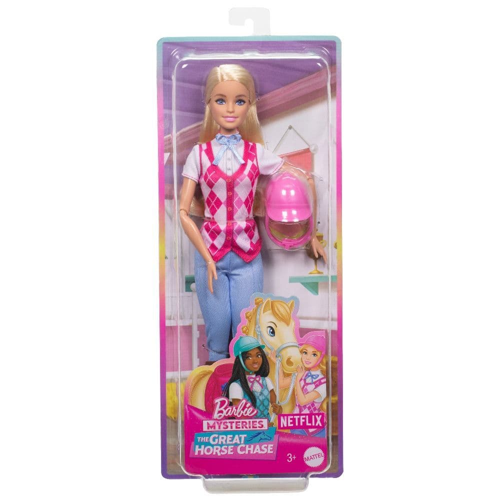 Barbie Mysteries: Das geheimnisvolle Pferdeabenteuer "Barbie Malibu" Puppe mit Reitkleidung und Zube