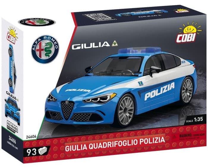 COBI 24606 - Alfa Romeo Giulia Quadrifoglio Polizia, Sportlimousine, Bausatz 1:35, 93 Klemmbausteine