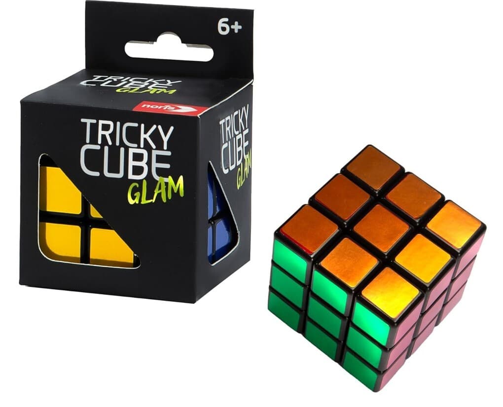 Noris 606132065 - Tricky Cube Glam, Trickwürfel, Metallic bunt, Maße: 5,5 cm