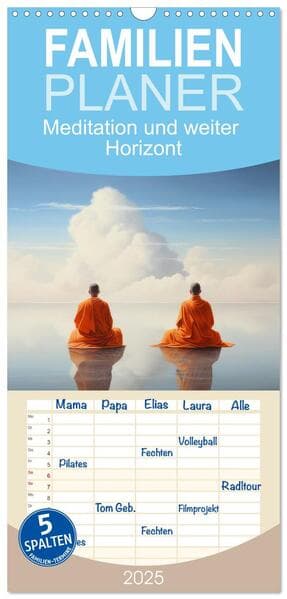 Familienplaner 2025 - Meditation und weiter Horizont mit 5 Spalten (Wandkalender, 21 x 45 cm) CALVENDO