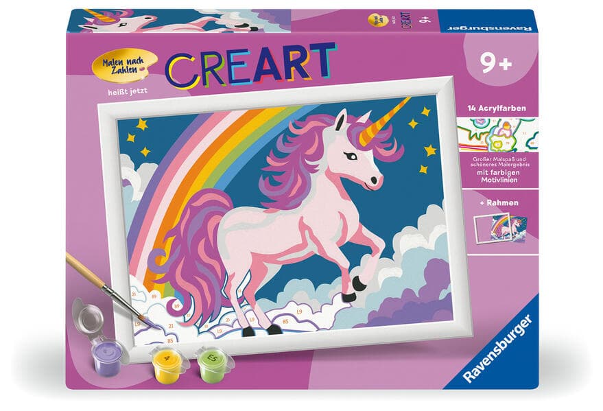 CreArt, Malen nach Zahlen Kinder - Pinkes Einhorn
