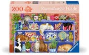 Ravensburger Puzzle 12001367 - Katzen im Regal - 200 Teile Katzen-Puzzle für ältere Menschen und Sen