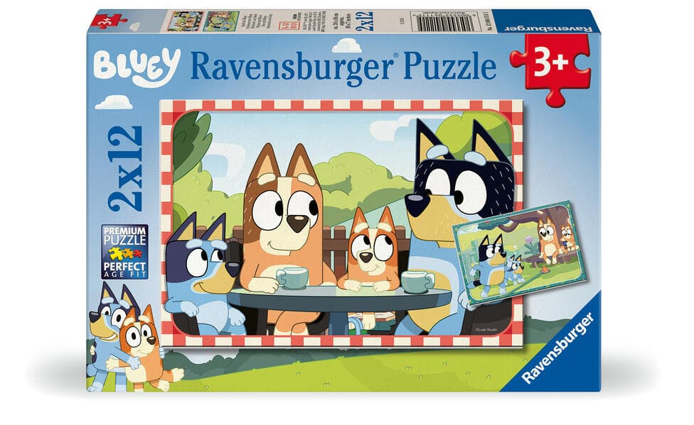 Kinderpuzzle 2x12 Teile - Bluey - Familienzeit