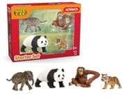 Schleich 42736 - Wild Life, Asien Starter Set, 4-teilig (Asiat.Elefantenbaby/Panda/Orang-Utan/Tigerj