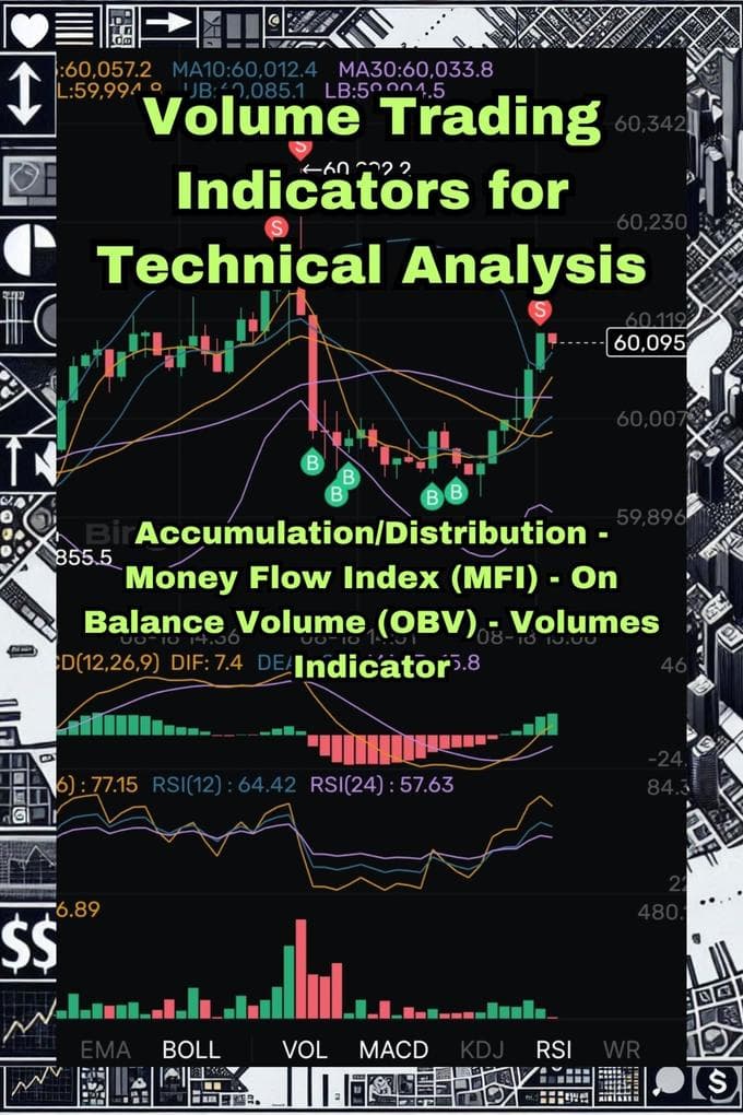 Volume Trading Indicators for Technical Analysis: Accumulation/Distribution, Money Flow Index, On Balance Volume (OBV), Volumes Indicator (Volume & Momentum Indicators)