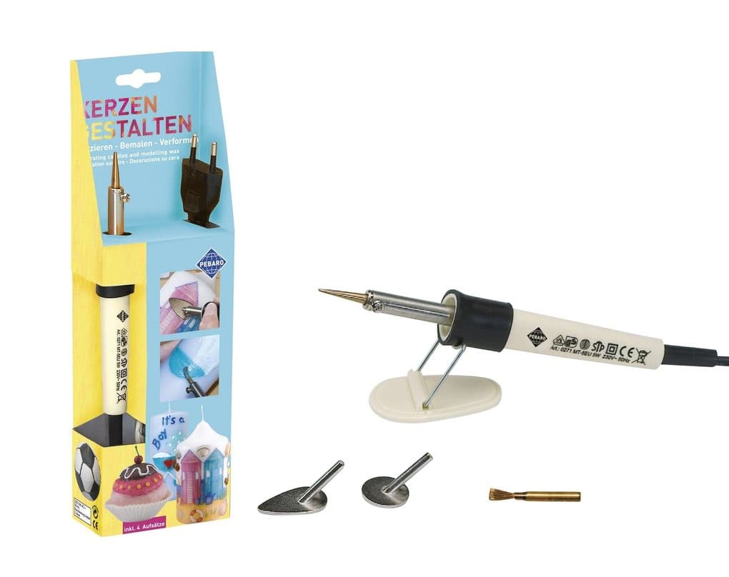 PEBARO 0271 - Kerzenkolben-Set mit 4 Aufsätzen, Kerzen gestalten, Malen mit Wachs