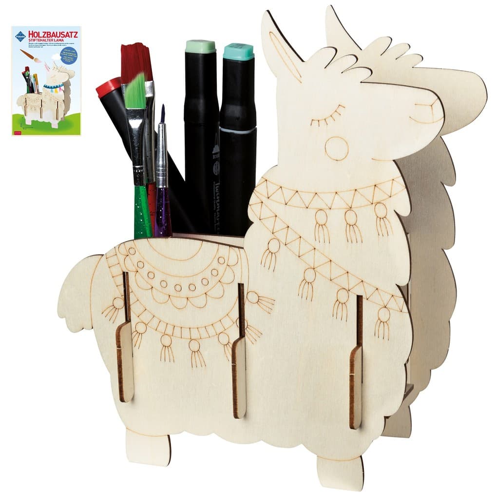 PEBARO 477/2 - Holzbausatz Stiftehalter Lama, Laser cut