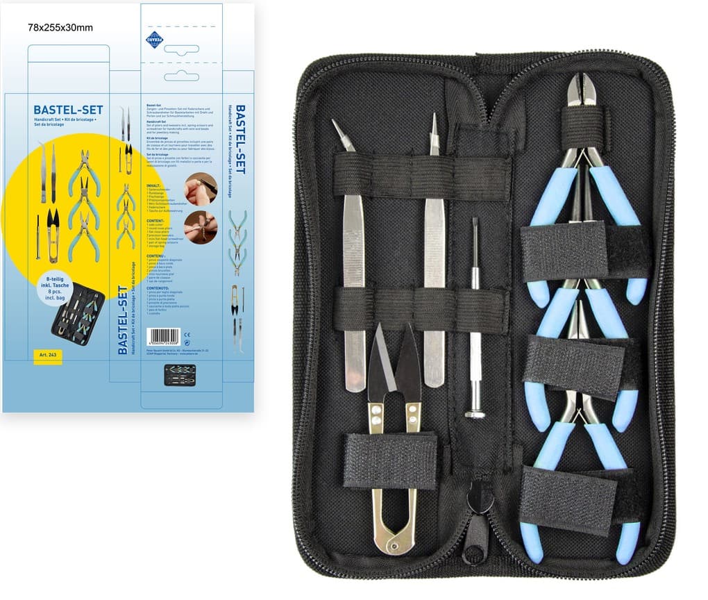 PEBARO 243 - Bastel-Set, Zangen- und Pinzetten-Set zur Schmuckherstellung, 8-teilig