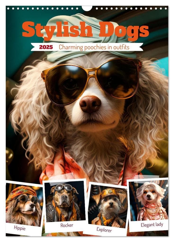 Stylish Dogs (Wall Calendar 2025 DIN A3 portrait), CALVENDO 12 Month Wall Calendar