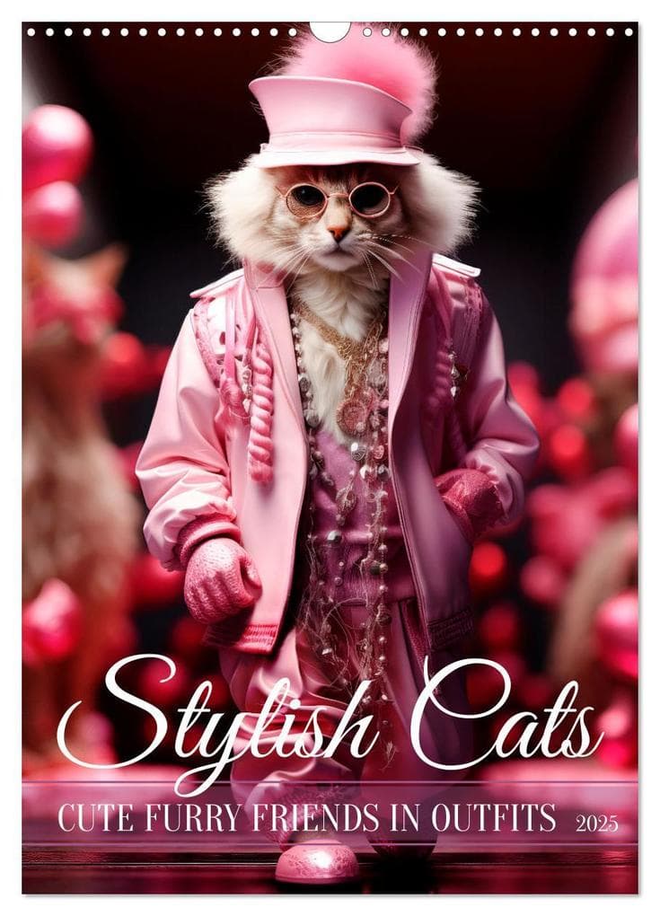 Stylish cats (Wall Calendar 2025 DIN A3 portrait), CALVENDO 12 Month Wall Calendar