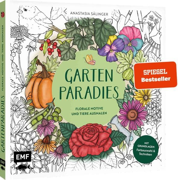 Gartenparadies - Florale Motive und Tiere ausmalen