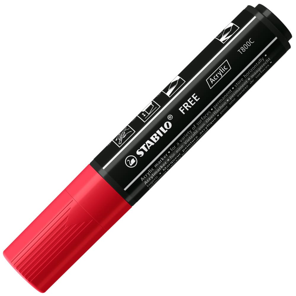 Acrylmarker, STABILO FREE Acrylic T800C, Strichbreite 4-10 mm, karmin