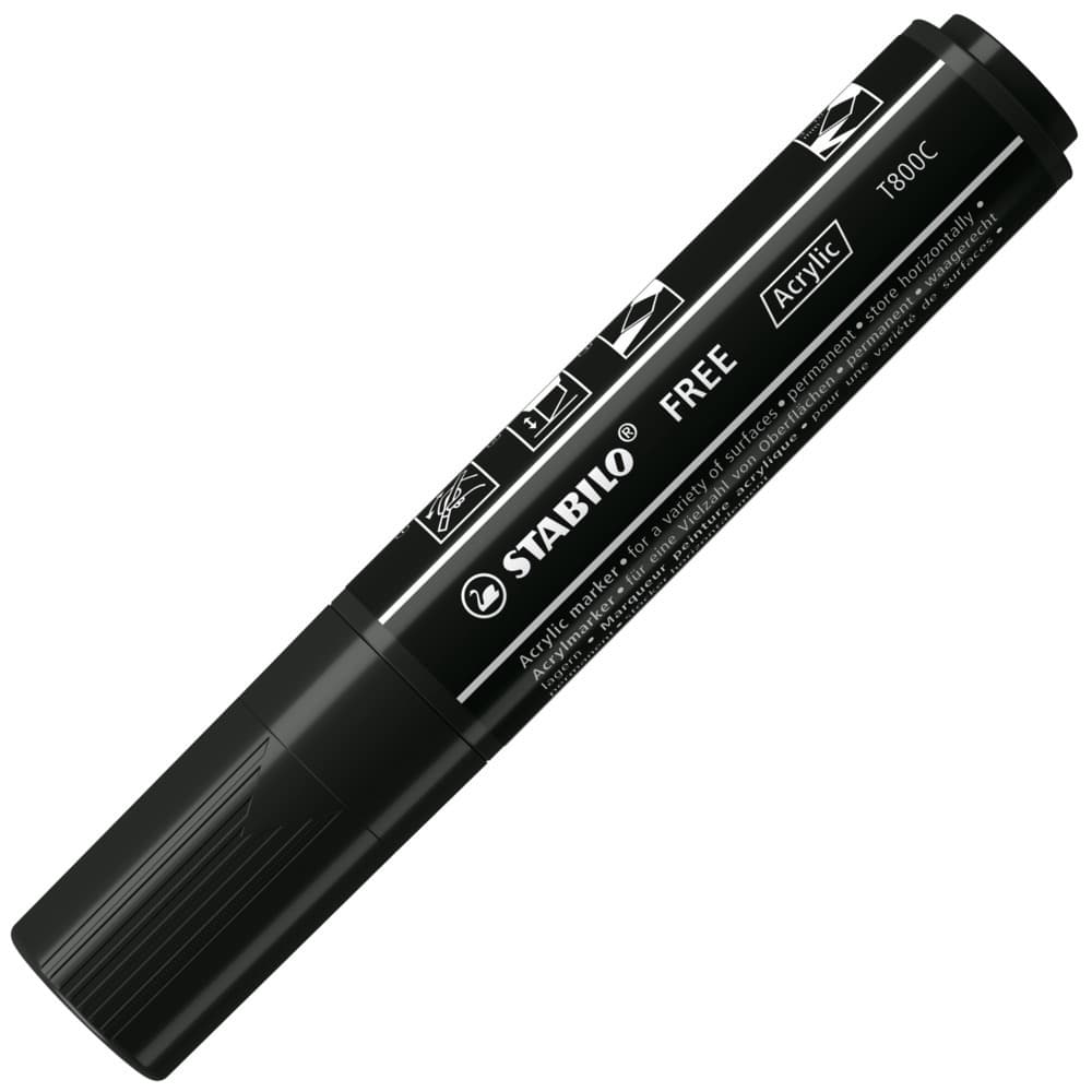 Acrylmarker, STABILO FREE Acrylic T800C, Strichbreite 4-10 mm, schwarz