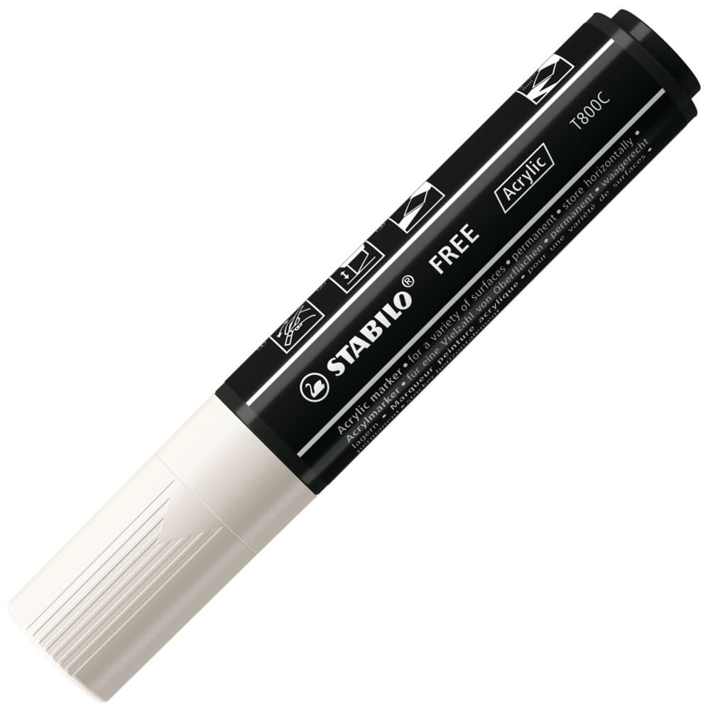 Acrylmarker, STABILO FREE Acrylic T800C, Strichbreite 4-10 mm, weiß
