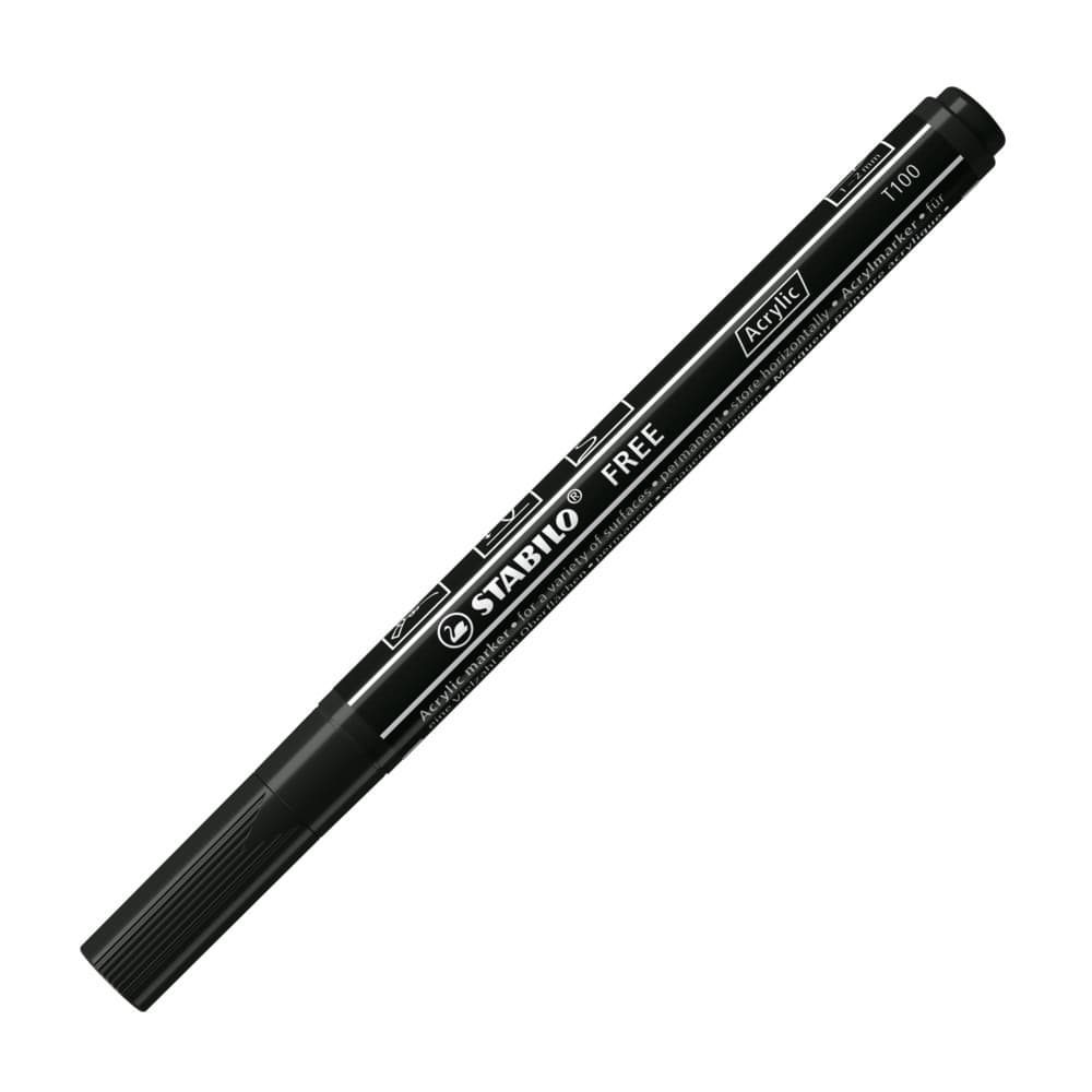 Acrylmarker, STABILO FREE Acrylic T100, Strichbreite 1-2 mm, schwarz