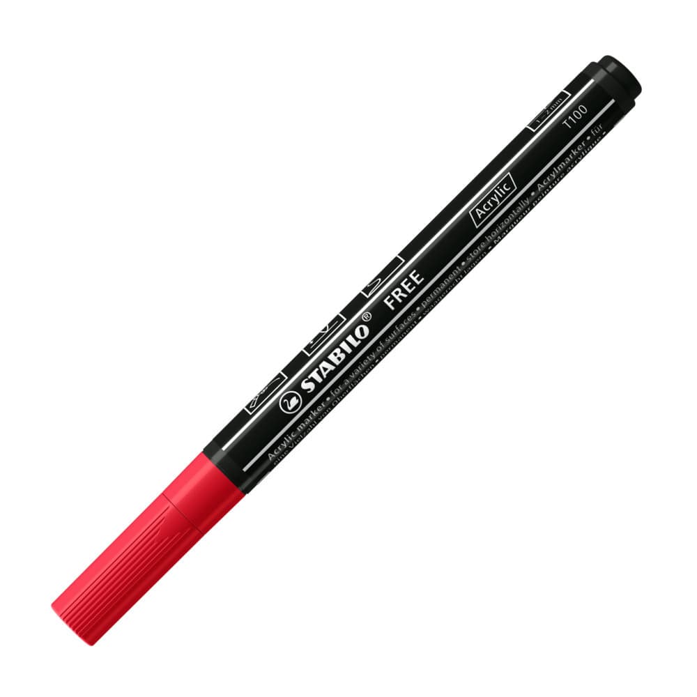 Acrylmarker, STABILO FREE Acrylic T100, Strichbreite 1-2 mm, karmin