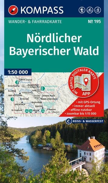 KOMPASS Wanderkarte 195 Nördlicher Bayerischer Wald 1:50.000