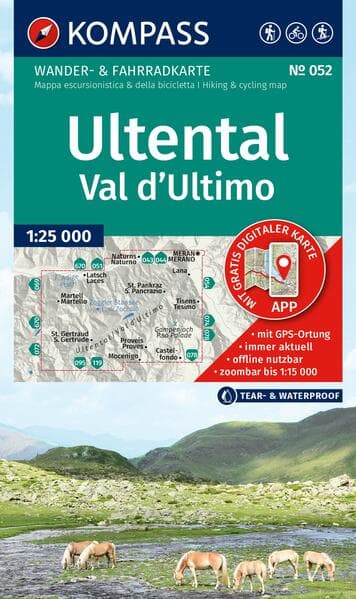 KOMPASS Wanderkarte 052 Ultental / Val d'Ultimo 1:25.000