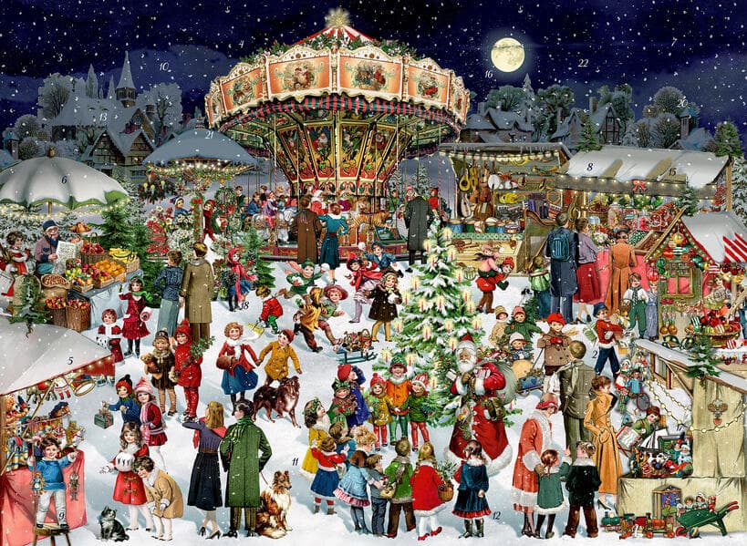 A3-Wand-Adventskalender - Nostalgischer Weihnachtsmarkt