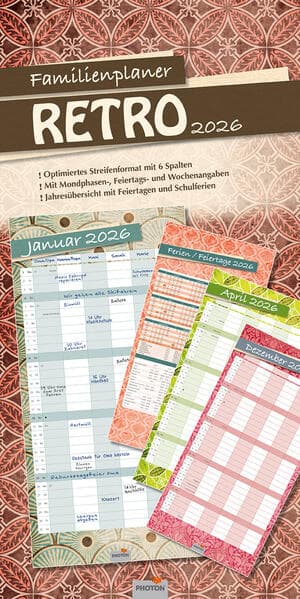 Familienplaner "RETRO" Kalender 2026