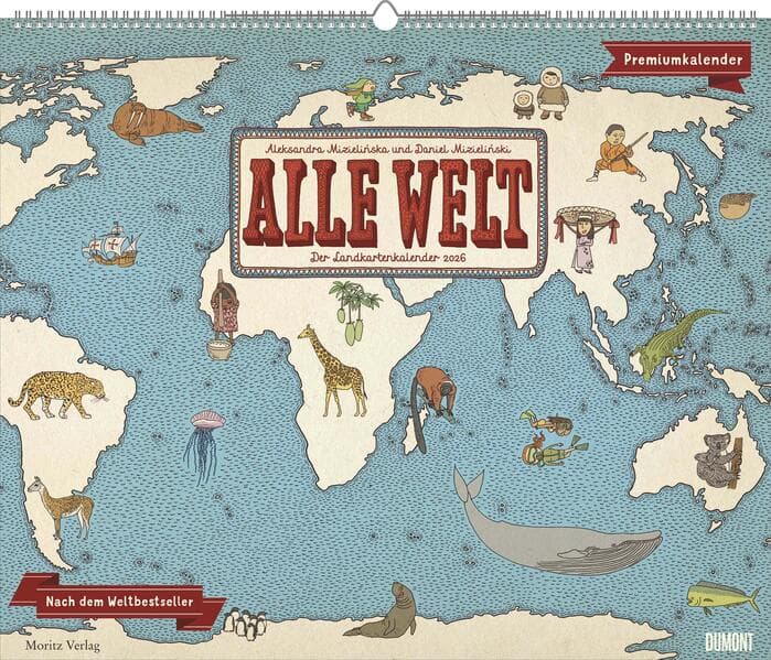 Alle Welt 2026 - Landkarten-Kalender von DUMONT- Kinder-Kalender -Querformat 60 x 50 cm