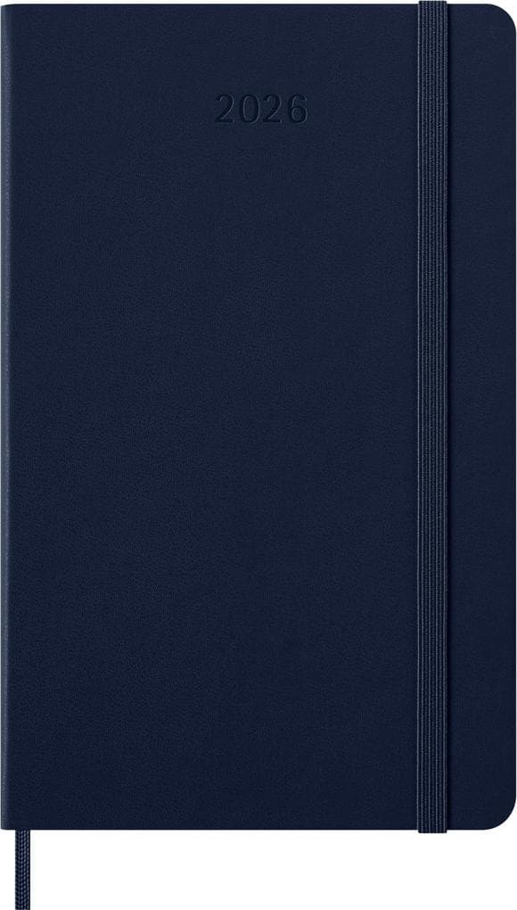 Moleskine 12 Monate Wochen Notizkalender 2026, Large/A5, 1 Wo = 1 Seite, rechts linierte Seite, Fester Einband, Saphir