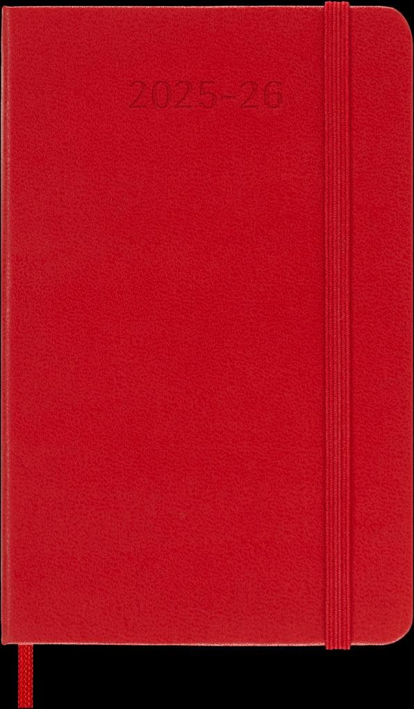 Moleskine 18 Monate Wochen Notizkalender 2025/2026, P/A6, 1 Wo = 1 Seite, Rechts linierte Seite, Fester Einband, Scharlachrot