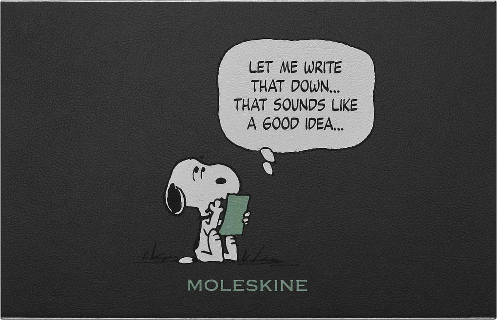 Moleskine Peanuts Sammlerbox limitierte Ausgabe, Notizbuch Hund L/A5, liniert, fester Einband, Cahier L/A5, liniert, weicher Einband, Mäppchen, Sticky Notes