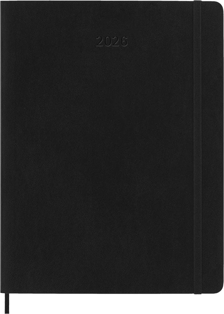 Moleskine 12 Monate Monatsnotizkalender 2026, Large/A5, 1 Mo = 2 Seiten, Linierte Seiten, Weicher Einband, Schwarz