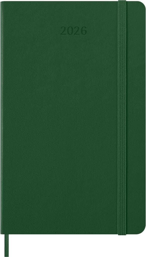 Moleskine 12 Monate Tageskalender 2026, Large/A5, 1 Tag = 1 Seite, Fester Einband, Myrtengrün