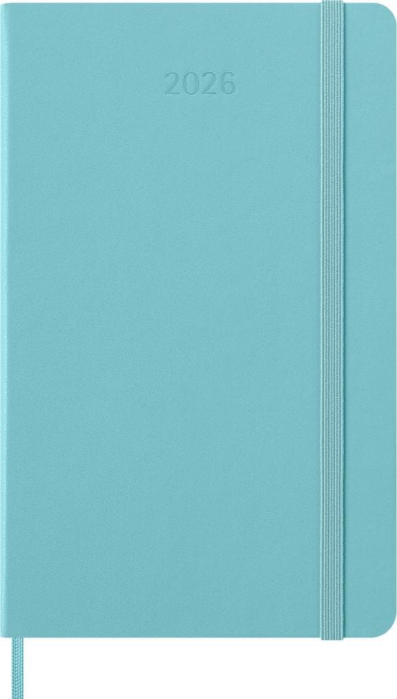 Moleskine 12 Monate Wochen Notizkalender 2026, Large/A5, 1 Wo = 1 Seite, rechts linierte Seite, fester Einband, Aquamarin