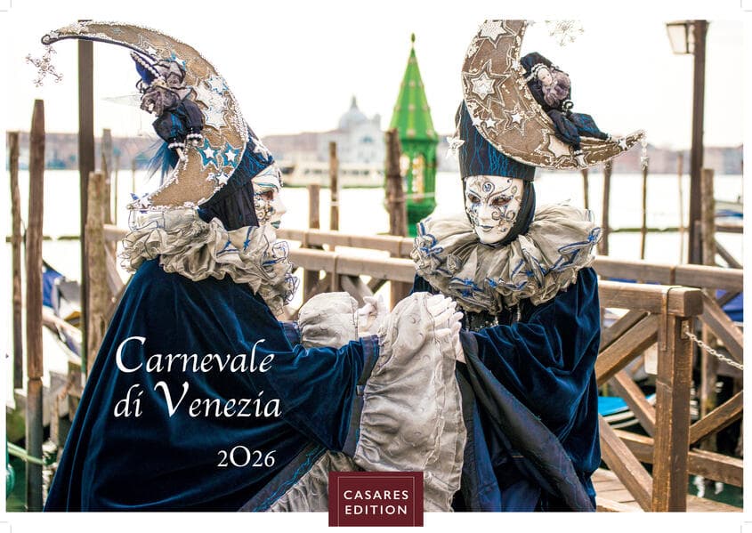 Venedig Karneval Kalender 2026 - Wandkalender | Fotokalender Italien 24x35 cm -. mit Karneval-Fotos, fantasievollen Masken und Kostümen