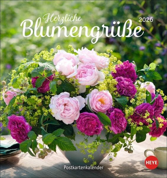 Herzliche Blumengrüße Postkartenkalender 2026