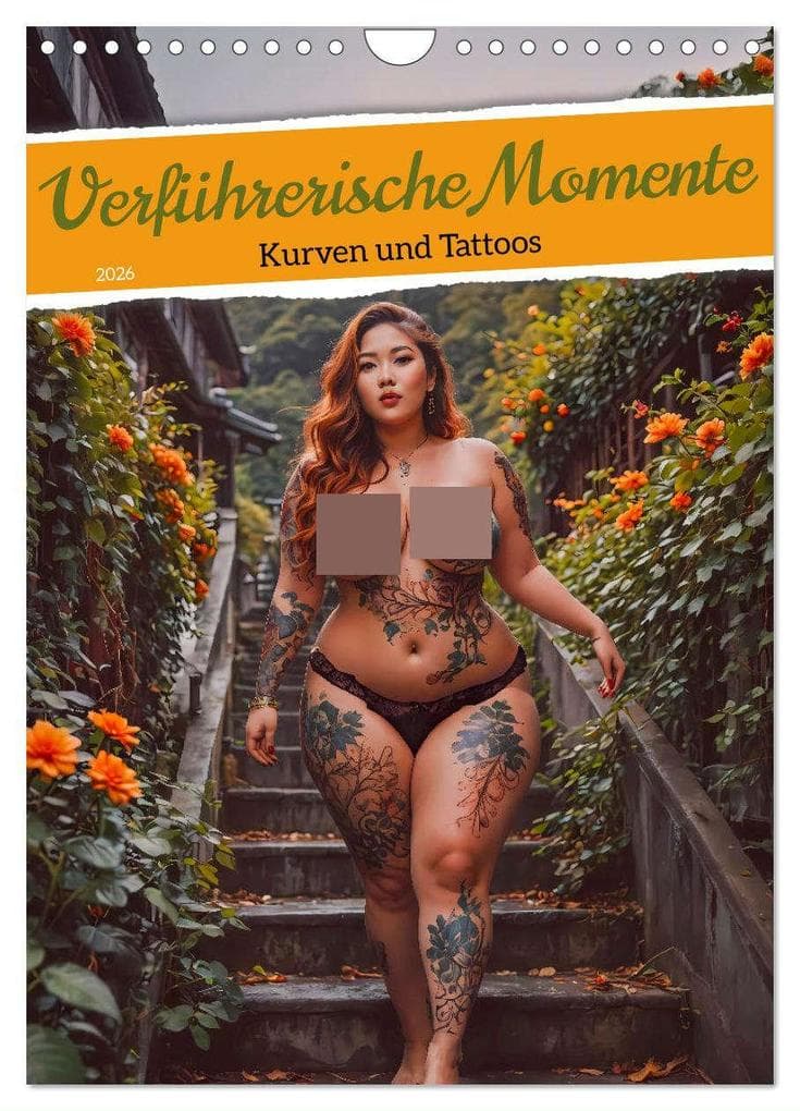 Verführerische Momente - Kurven und Tattoos (Wandkalender 2026 DIN A4 hoch), CALVENDO Monatskalender
