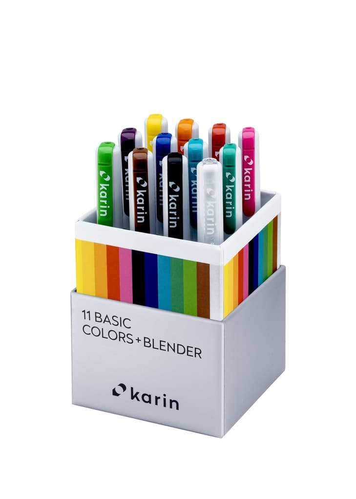 KARIN Marker Realbrush PRO Basic Colors, 12er Pinsel Set + Blender