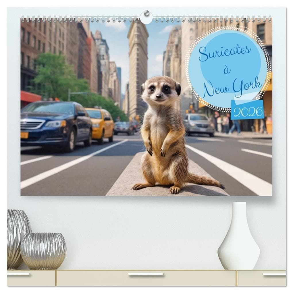 Suricates à New York (Calendrier mural 2026 DIN A2 vertical) calendrier de bureau