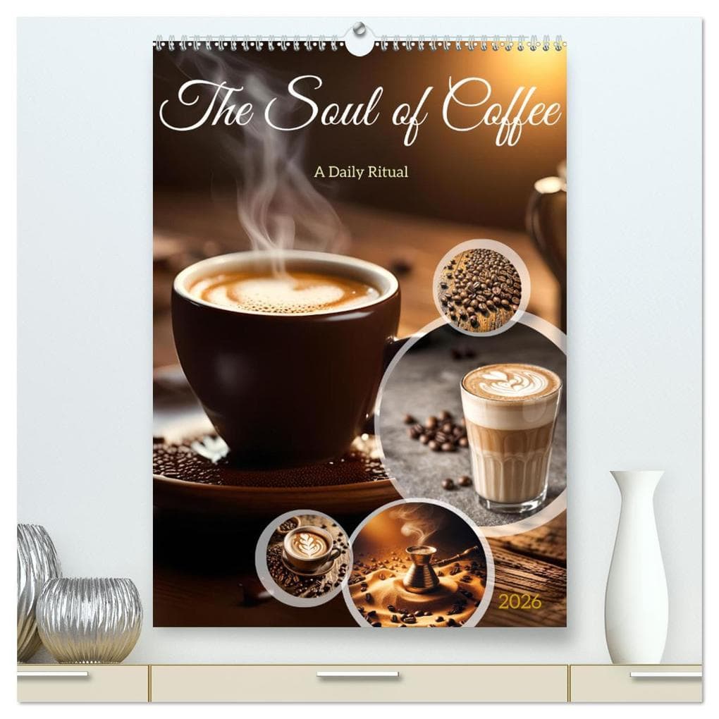 The Soul of Coffee - A Daily Ritual (High Quality Premium Wall Calendar 2026 DIN A2 portrait),CALVENDO 12 Month Wall Calendar