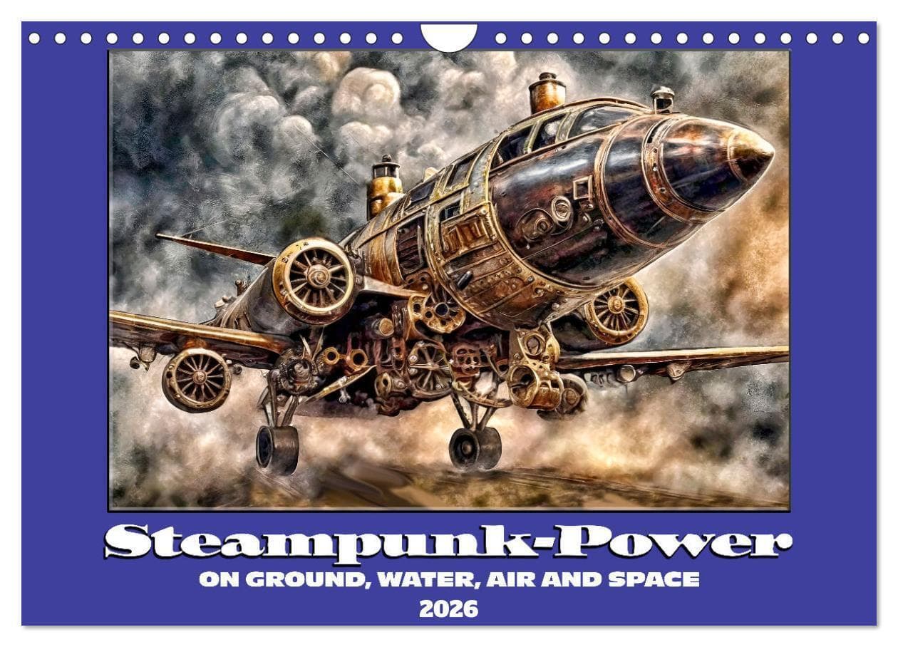 Steampunk power on ground, water, air and space (Wall Calendar 2026 DIN A4 landscape), CALVENDO 12 Month Wall Calendar