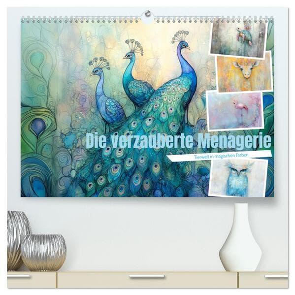 Die verzauberte Menagerie (hochwertiger Premium Wandkalender 2026 DIN A2 quer), Kunstdruck in Hochgl