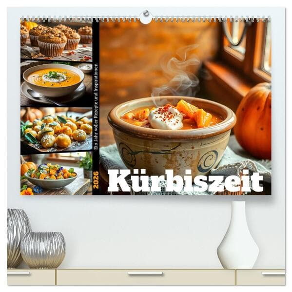 Kürbiszeit - Ein Jahr voller Rezepte und Inspirationen (hochwertiger Premium Wandkalender 2026 DIN A2 quer), Kunstdruck in Hochglanz