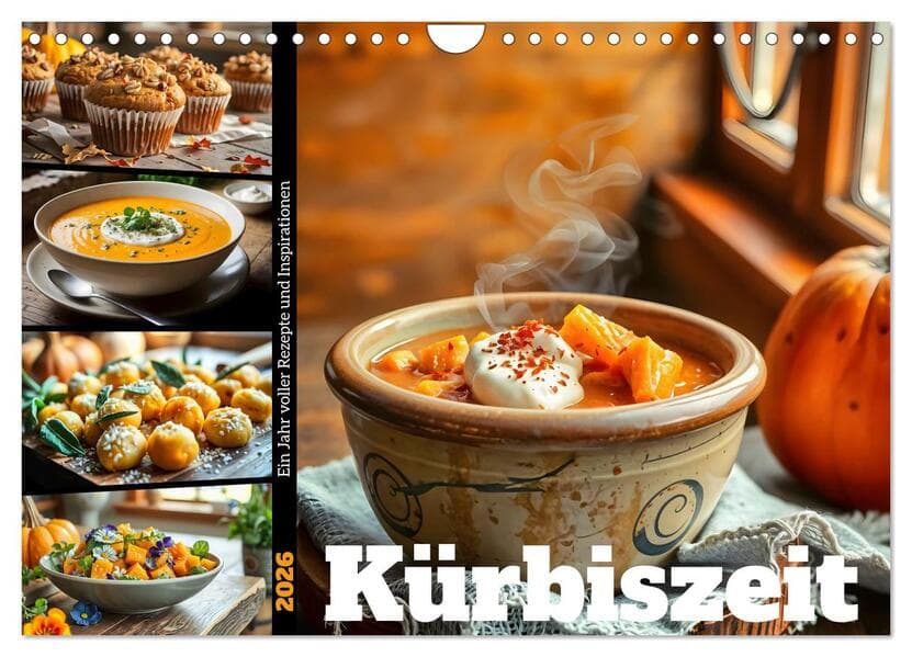 Kürbiszeit - Ein Jahr voller Rezepte und Inspirationen (Wandkalender 2026 DIN A4 quer), CALVENDO Monatskalender