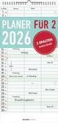 Planer für zwei 2026 mit 3 Spalten - Familien-Timer 22x45 cm - Offset-Papier - mit Ferienterminen -
