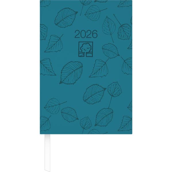 Buchkalender türkis 2026 - Bürokalender 14,5x21 cm - 1 Tag auf 1 Seite - Kartoneinband, Recyclingpapier - Stundeneinteilung 7 - 19 Uhr - 876-0717