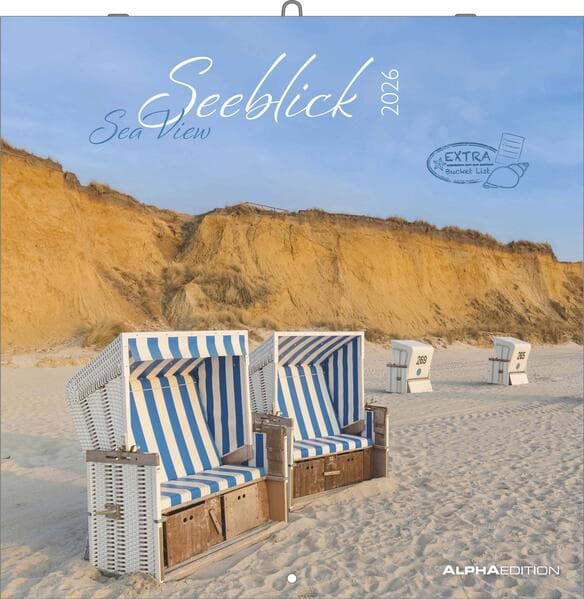 Seeblick 2026 - Broschürenkalender 30x30 cm (30x60 geöffnet) - Kalender mit Platz für Notizen - Sea View - Bildkalender - Wandplaner - Wandkalender