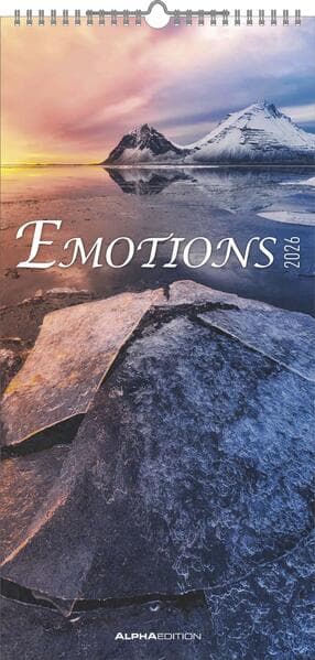 Emotions 2026 - Streifenplaner 22 x45 cm - mit einer Spalte für Eintragungen und einer für Geburtstage - Familienkalender - Familienplaner - Achtsamkeit