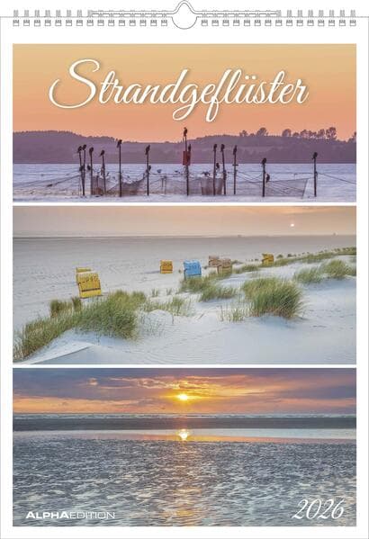 Strandgeflüster - Momente am Meer 2026 - Bildkalender A3 (29,7x42 cm) - mit Feiertagen - Triplets - drei Bilder pro Monat - Naturkalender - Wandplaner - Wandkalender