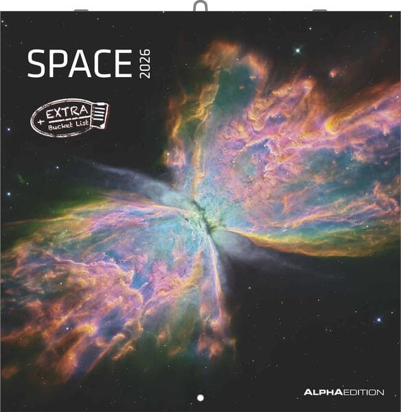 Space 2026 - Broschürenkalender 30x30 cm (30x60 geöffnet) - Kalender mit Platz für Notizen - Weltraum - Bildkalender - Wandplaner - Wandkalender