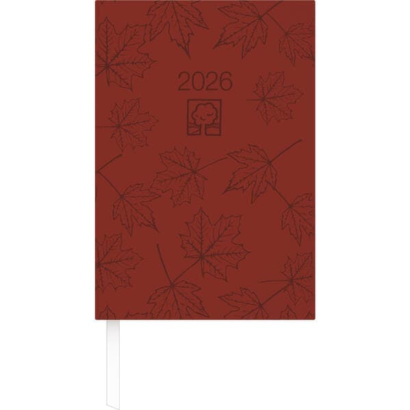 Buchkalender rot 2026 - Bürokalender 14,5x21 cm - 1 Tag auf 1 Seite - Kartoneinband, Recyclingpapier - Stundeneinteilung 7 - 19 Uhr - 876-0711