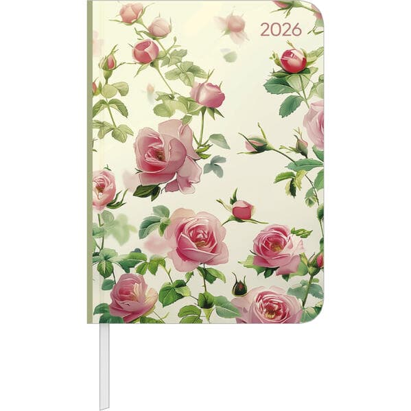 Alpha Edition - Daily Journal Roses 2026 Taschenkalender 11×15 cm mit 352 Seiten & Tagesansicht, 4-sprachigem Kalendarium, eleganter Rosen-Planer mit To-Do-Liste & Notizbereich für Alltag & Beruf